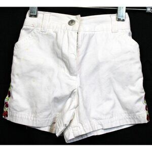 NEW VTG 2001 Gymboree Summer Fun White Denim Shorts sz 3 Embroidered Red Flowers